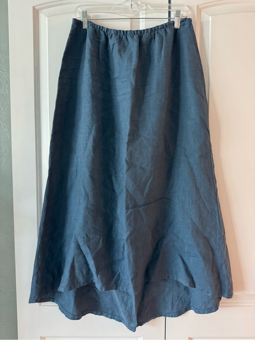 Bryn Walker Linen A-Line Midi Skirt - Blue
